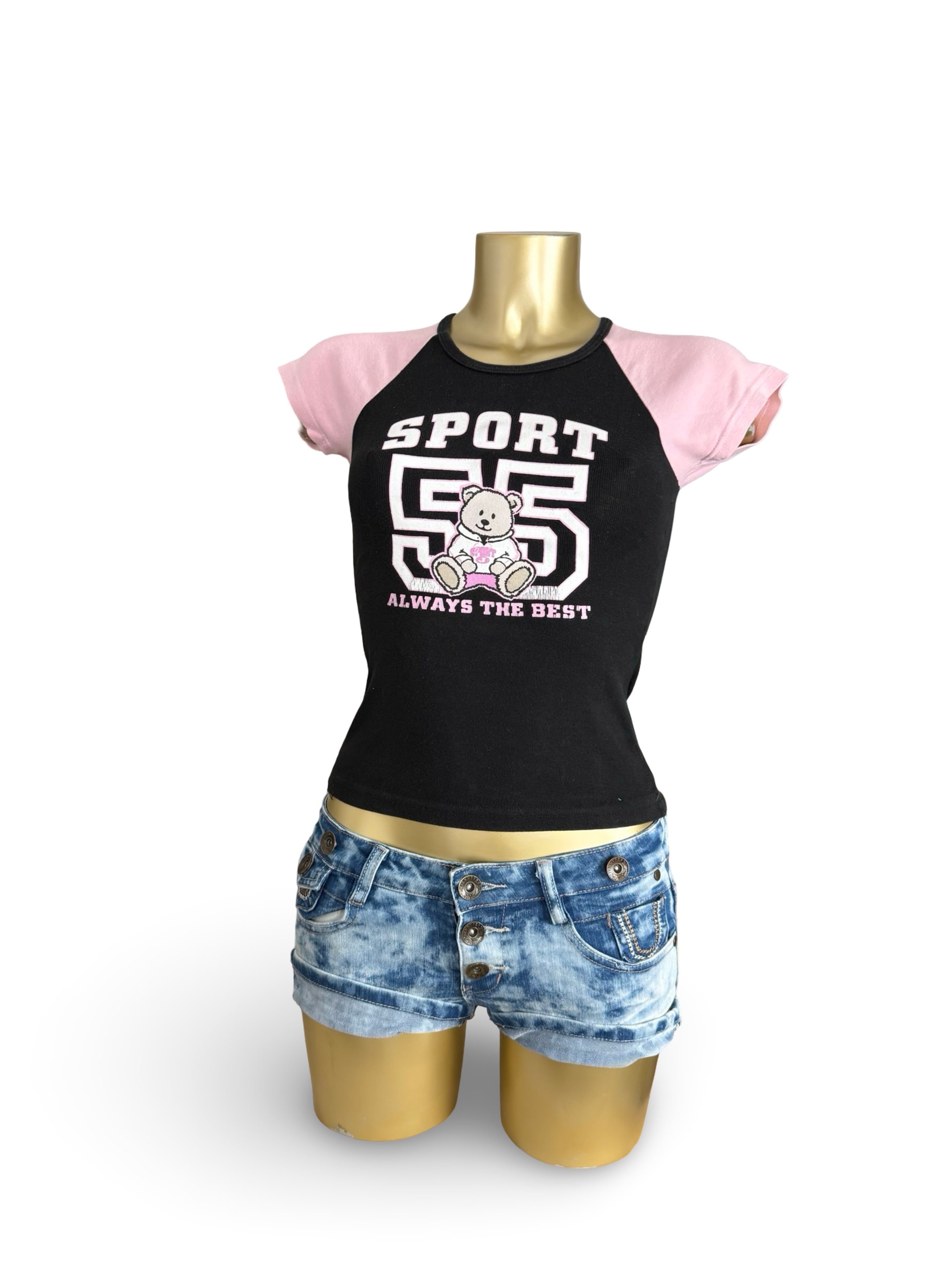 Black & pink graphic cotton tee (XS)
