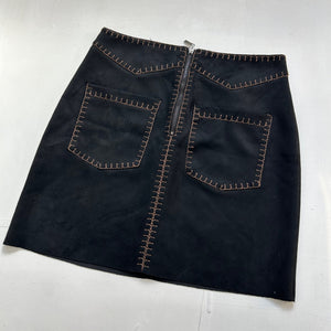 Black suede zip up  low rise y2k 90s vintage mini skirt (XS)