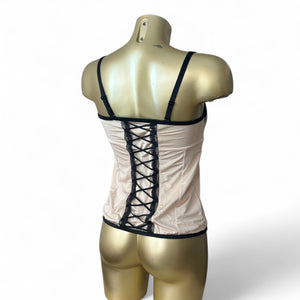 Beige lace up corset top (S)