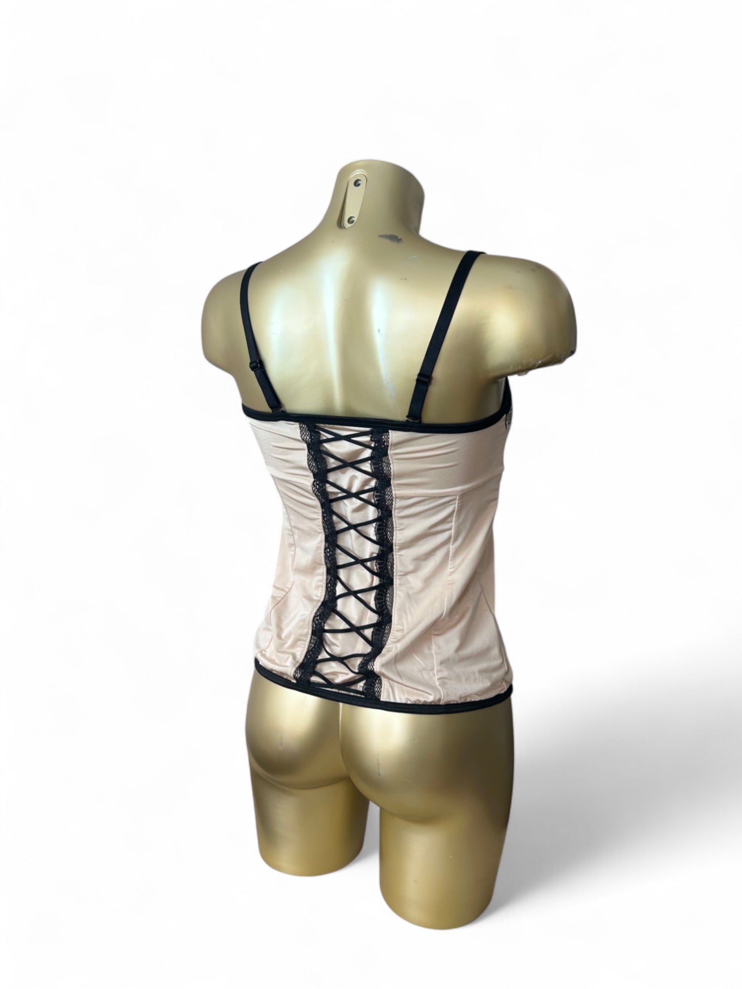 Beige lace up corset top (S)