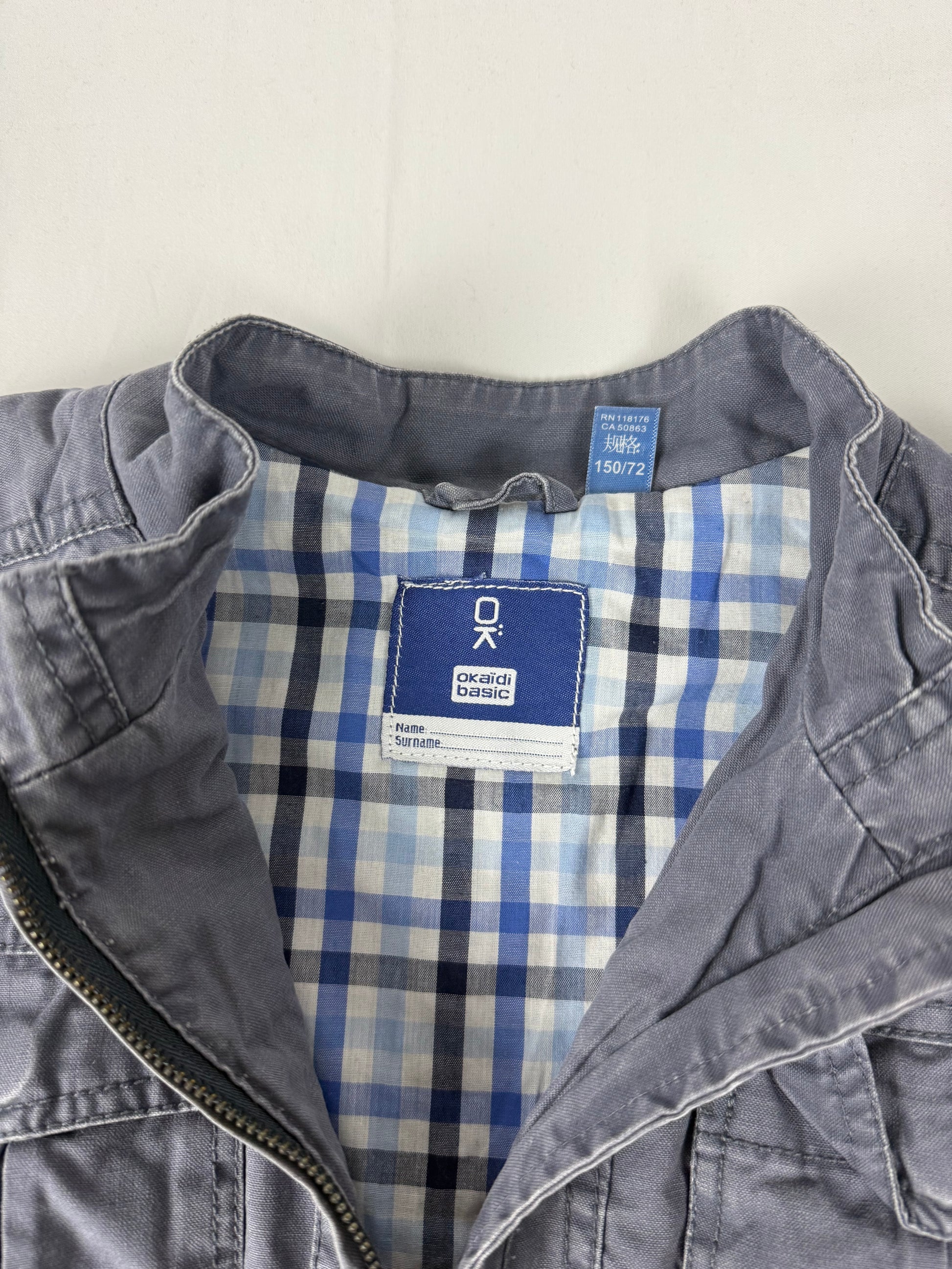 Grey cotton zip up biker jacket (M)