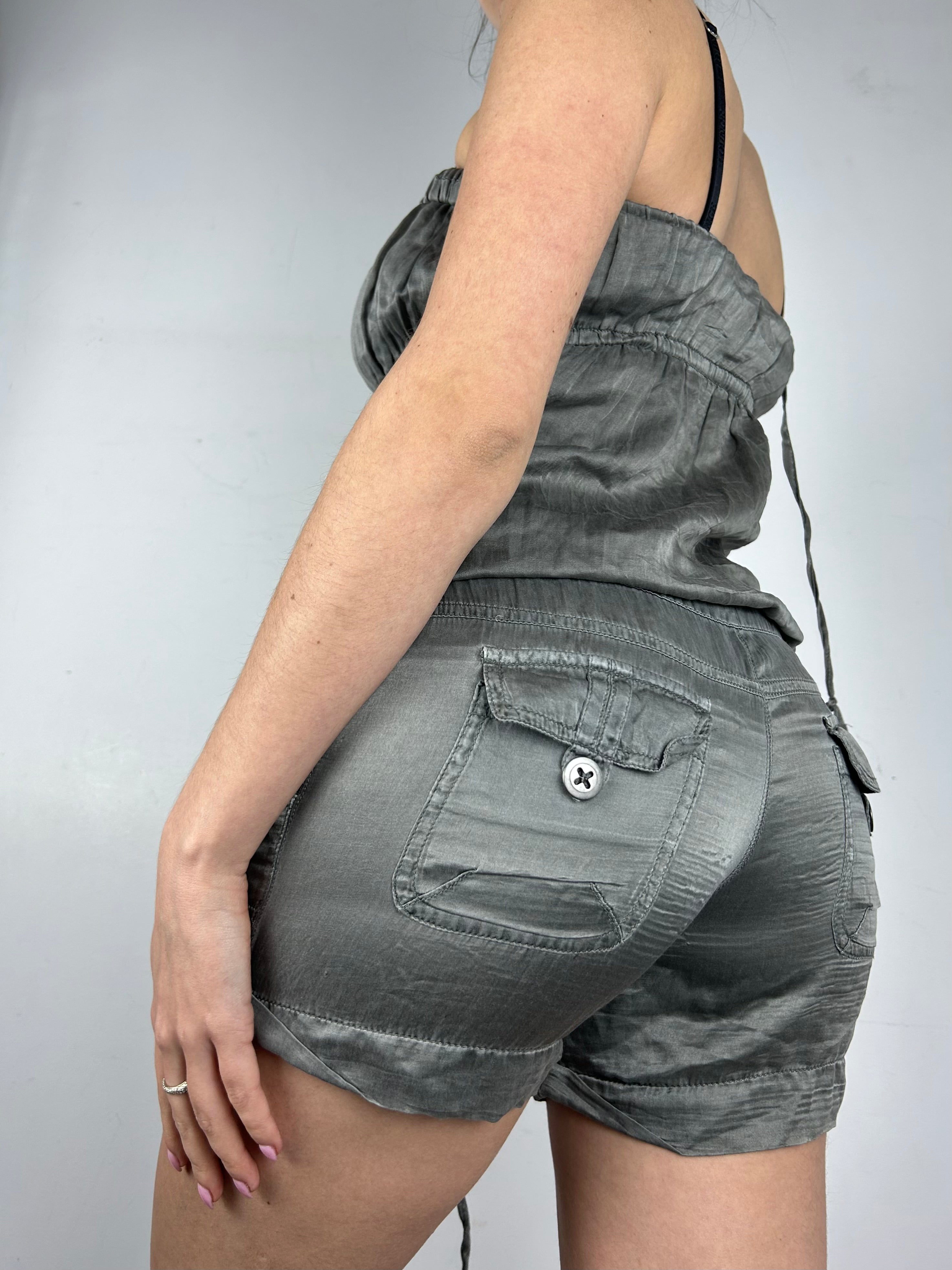 Grey silky summer combishort (S)
