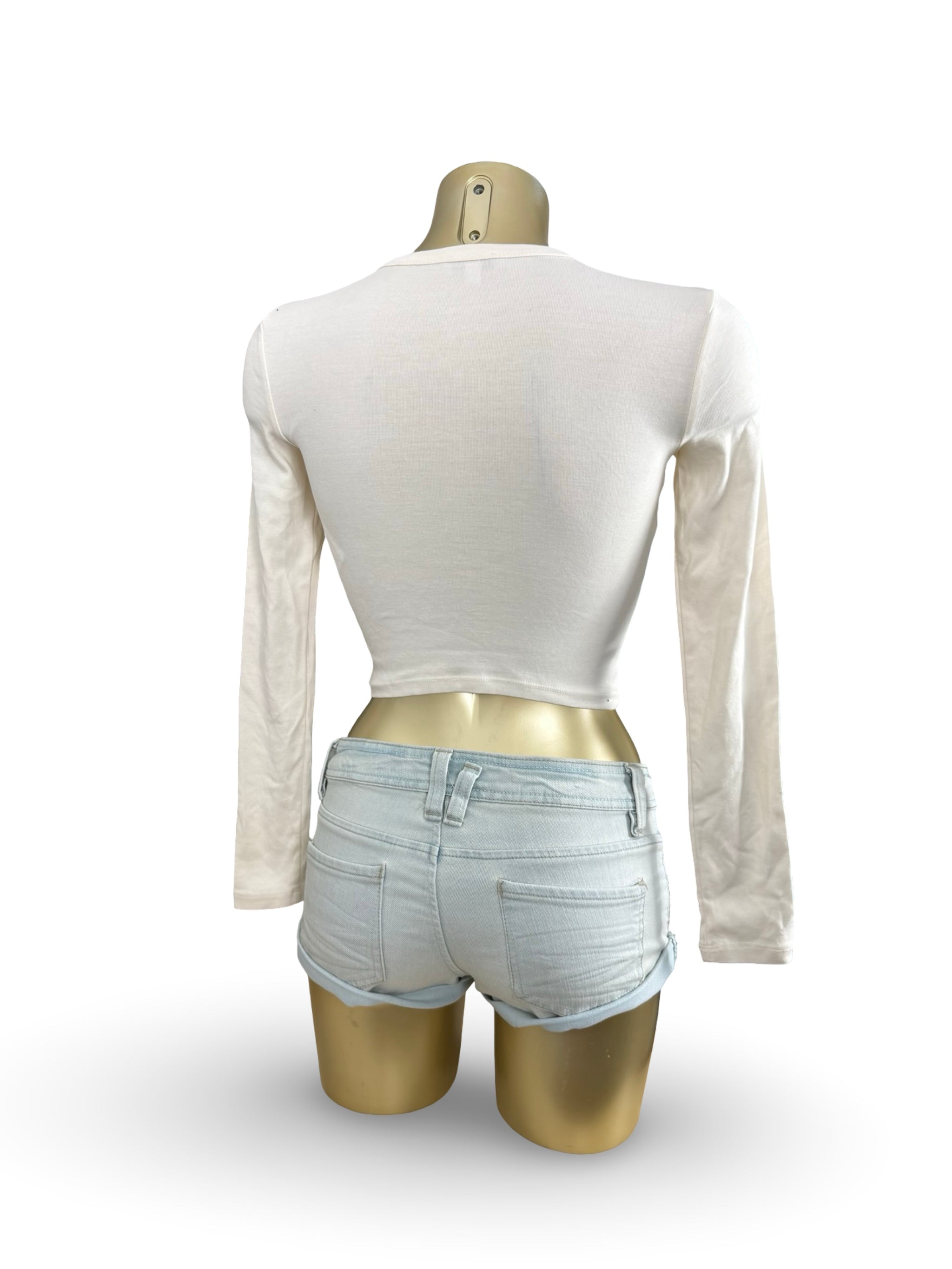 Beige graphic long sleeves top (XS)