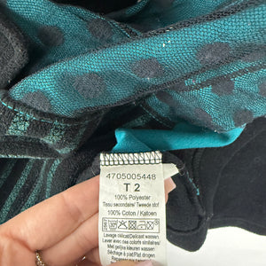 Black fleece patchwork tight fit zip up jacket (M)