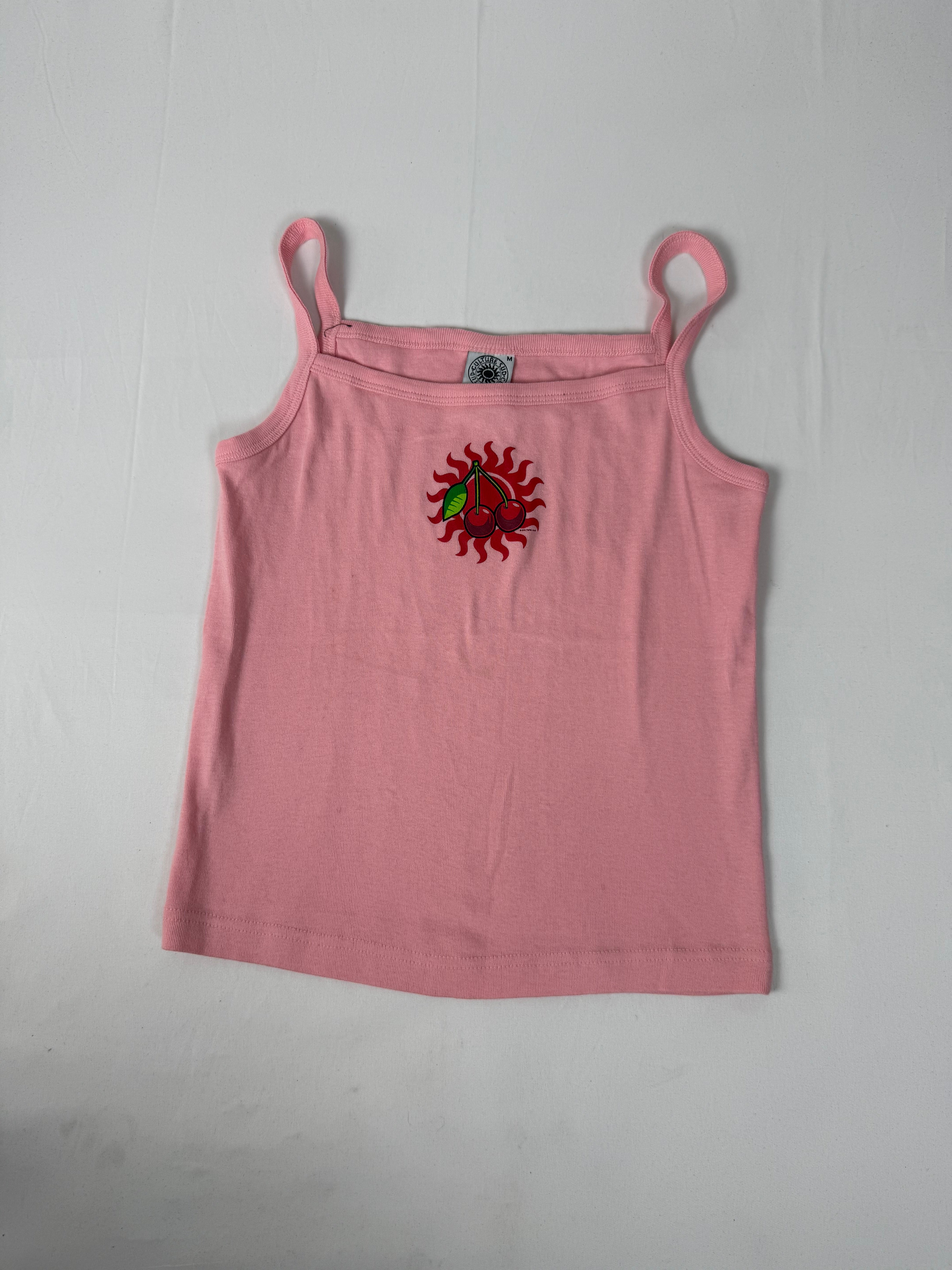 Pink cherry 100% cotton logo cami top (M)