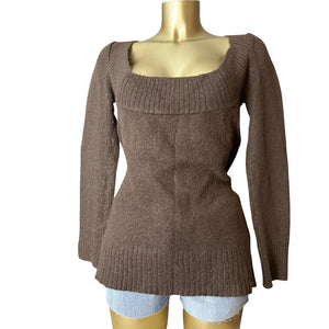 Brown super soft tight fit square neck jumper (XL)