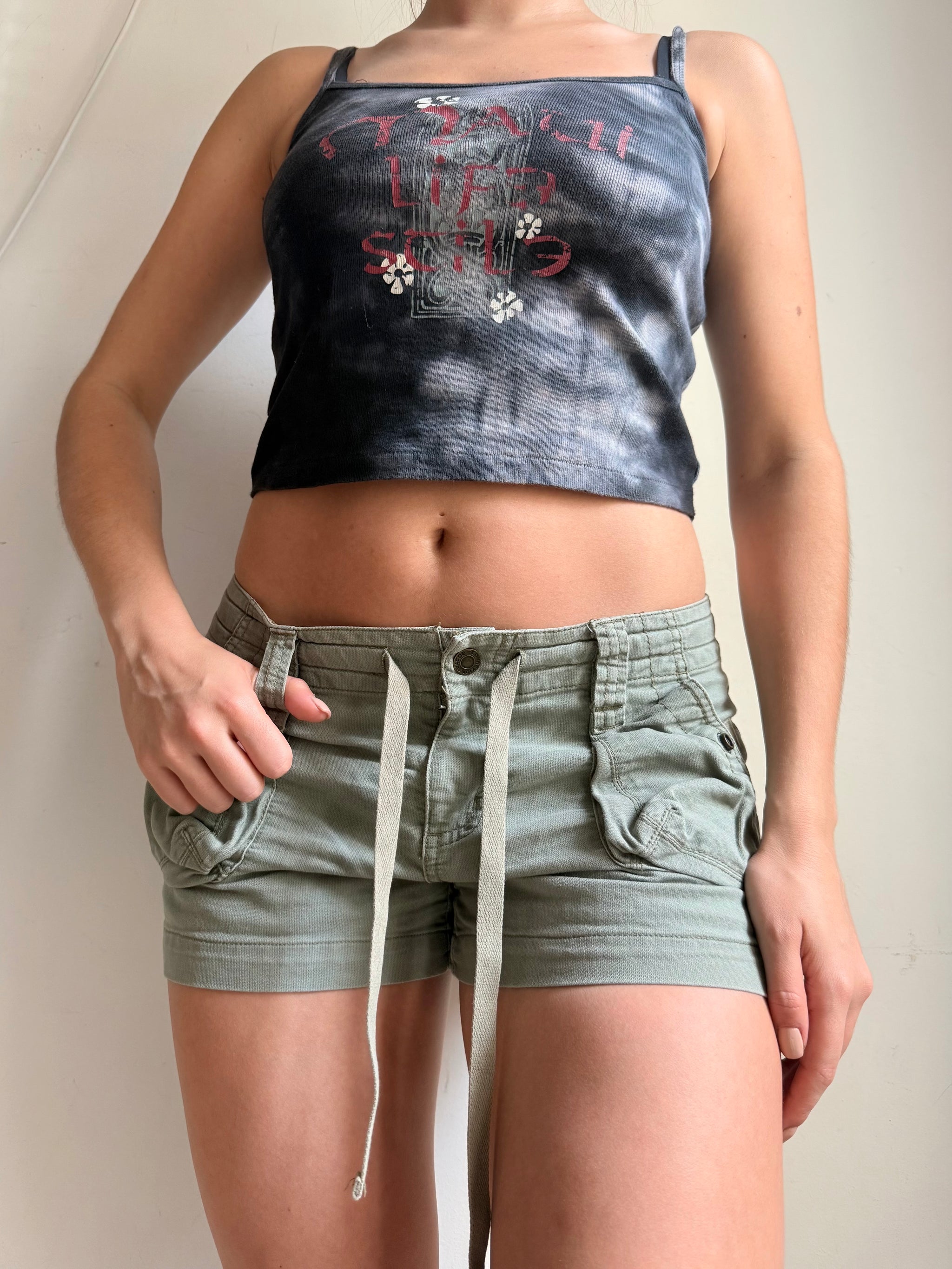 Black graphic cotton top (S)