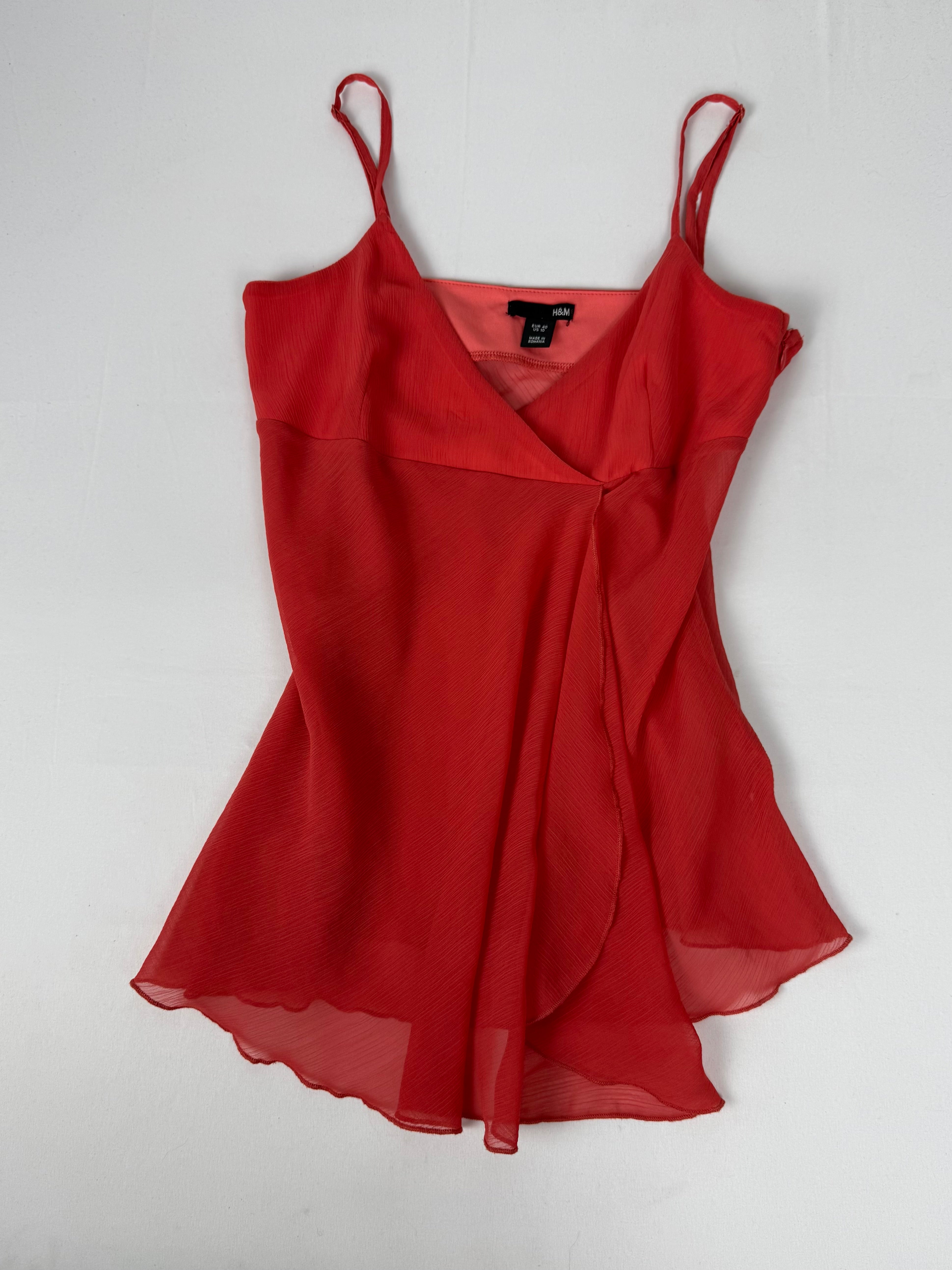 Orange mesh lined asymmetrical top (M/L)