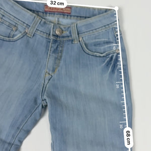 Blue denim cotton low rise crown capri pants (XS)