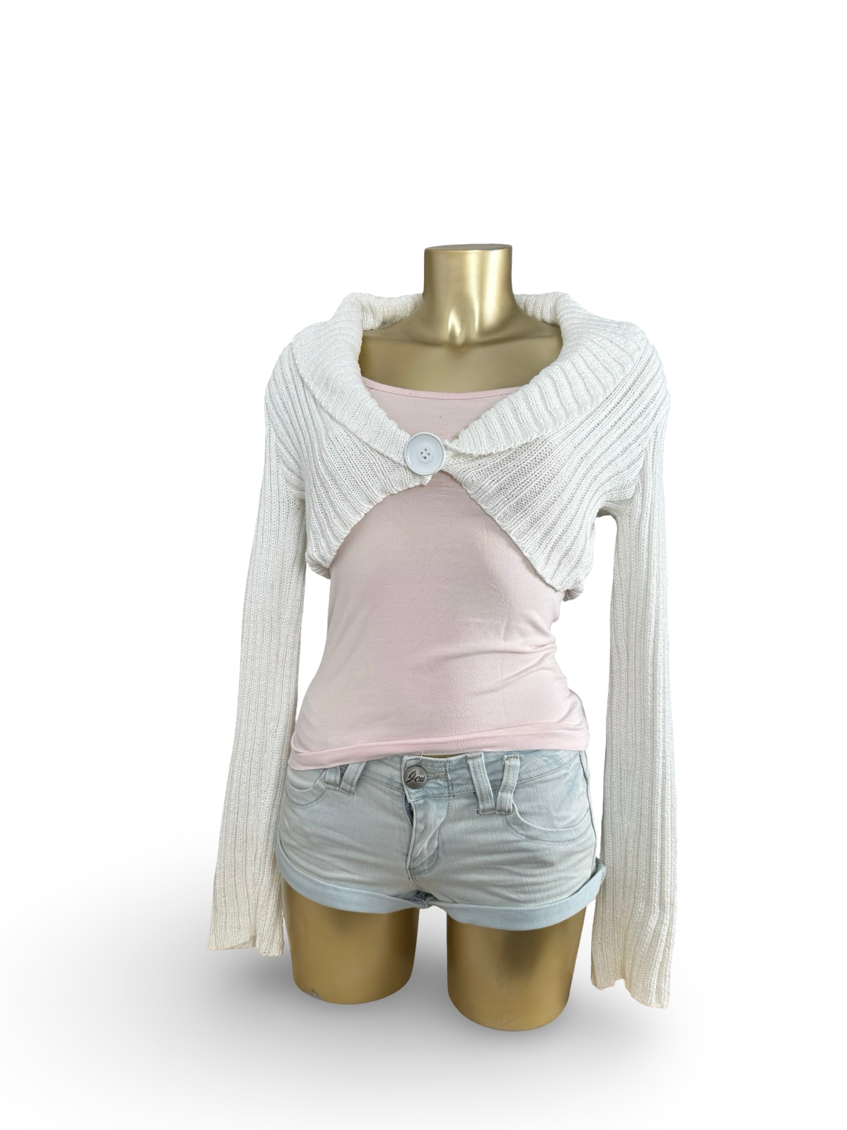 White ribbed bolero jumper (S)
