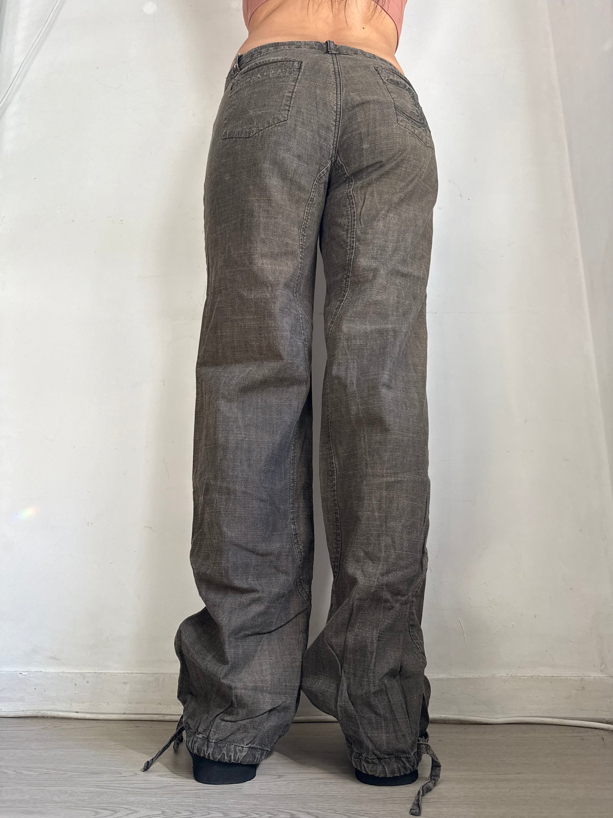 Brown 100% cotton low rise baggy pants (S/M)