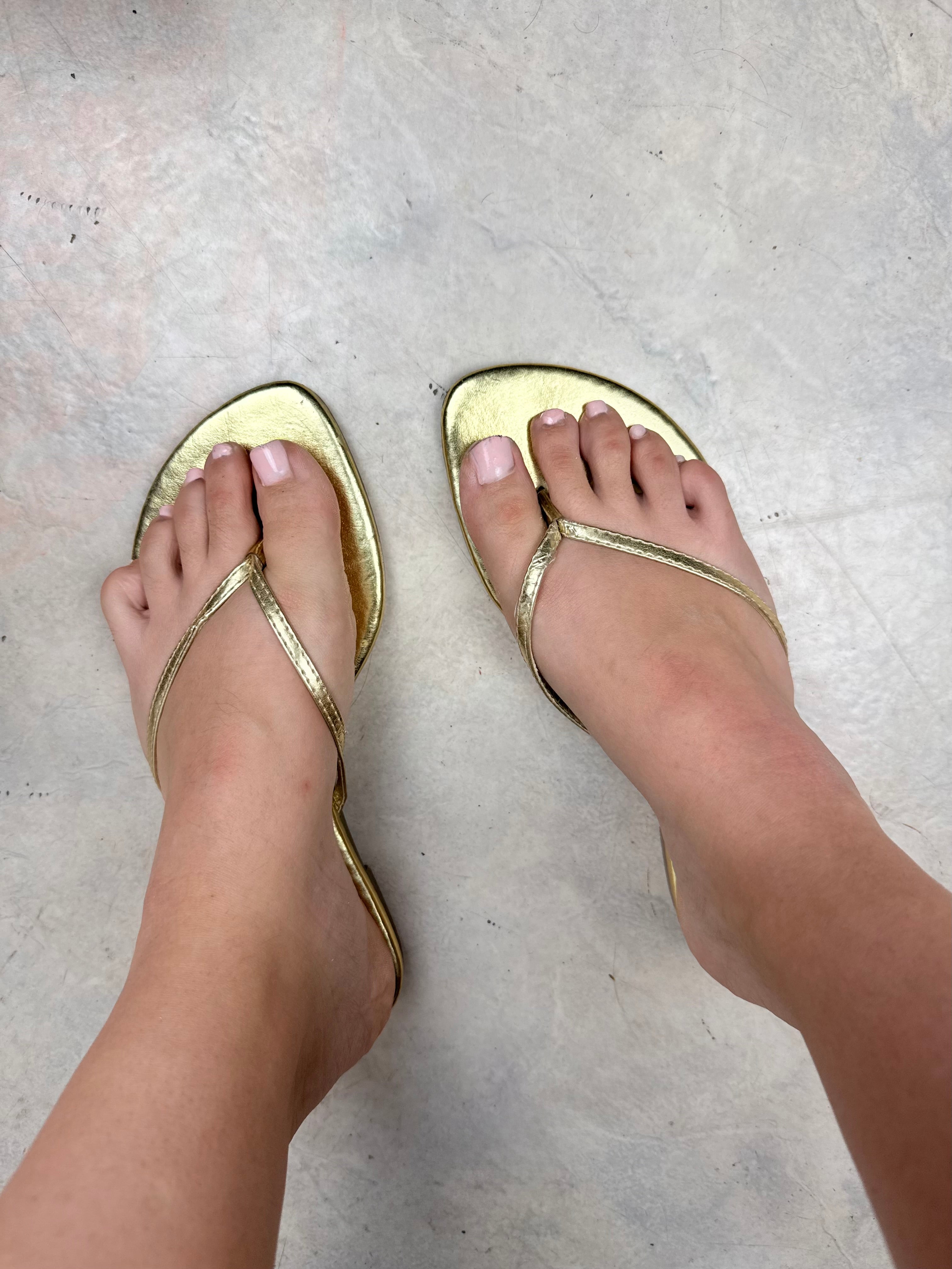 Gold flip flops thongs mules (38)