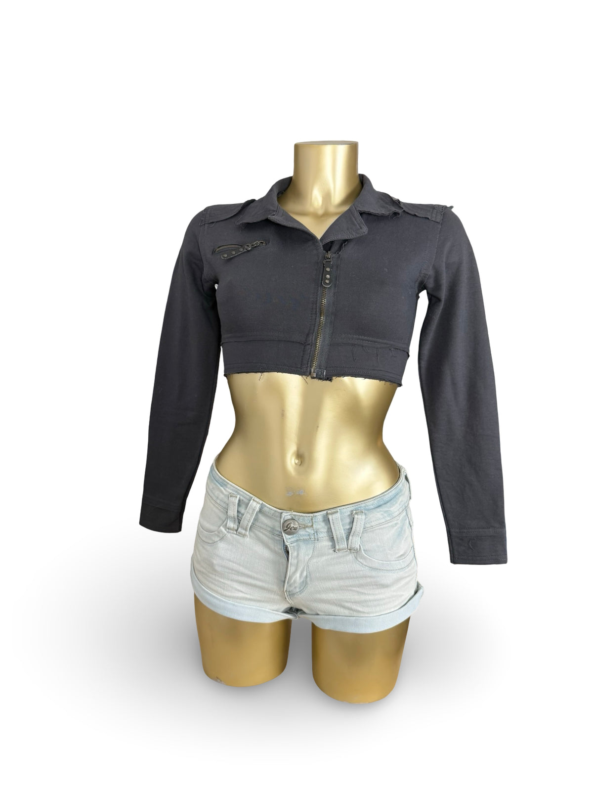 Navy zip up long sleeves top (XS)