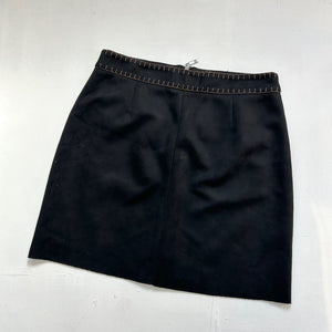 Black suede zip up  low rise y2k 90s vintage mini skirt (XS)