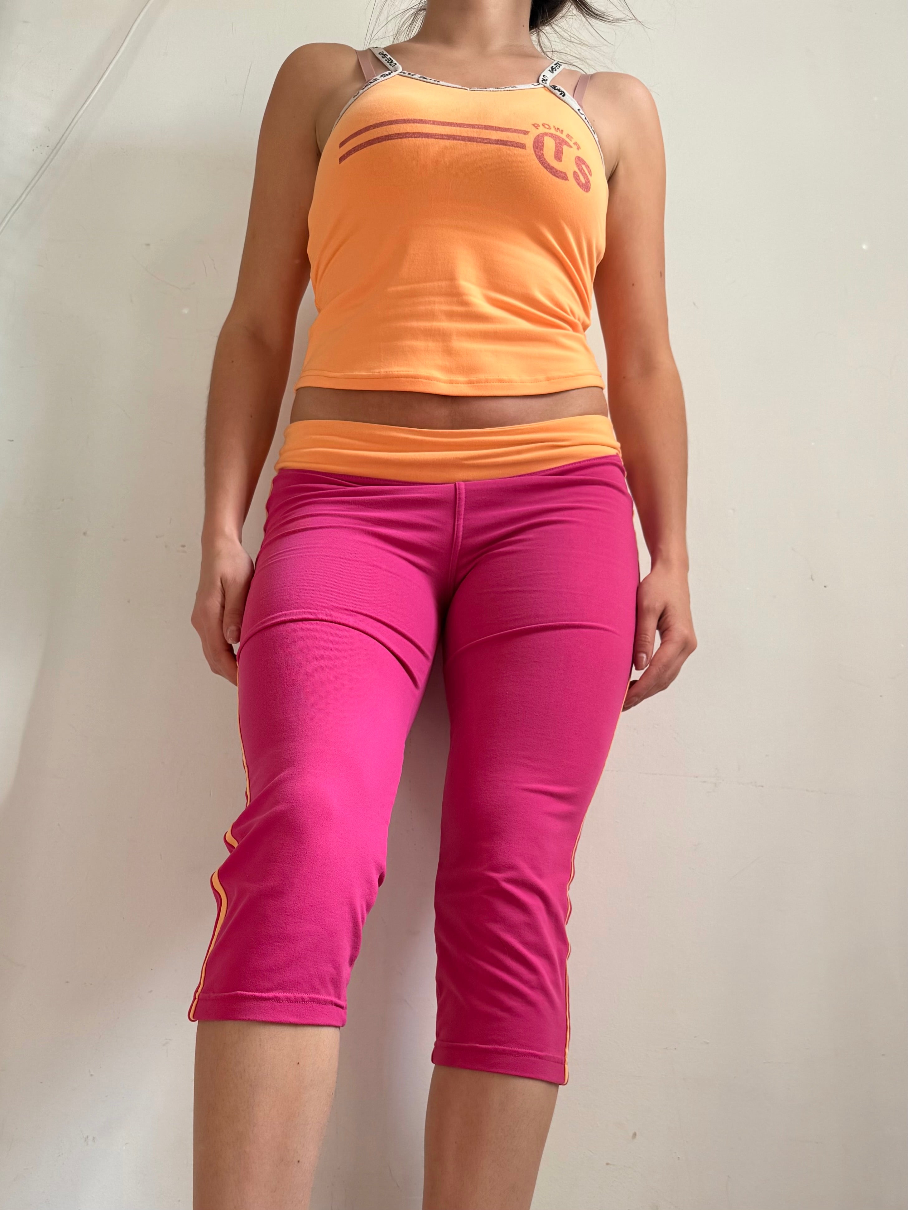 Pink activewear capri pants + top set (S)