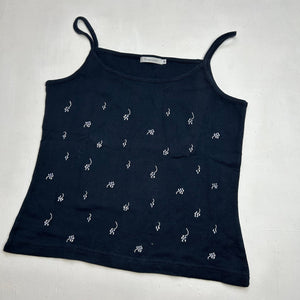 Navy blue embroidered cami top (M)
