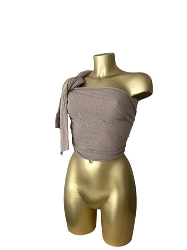 Khaki multiway 100% cotton scarf top (35x100cm)
