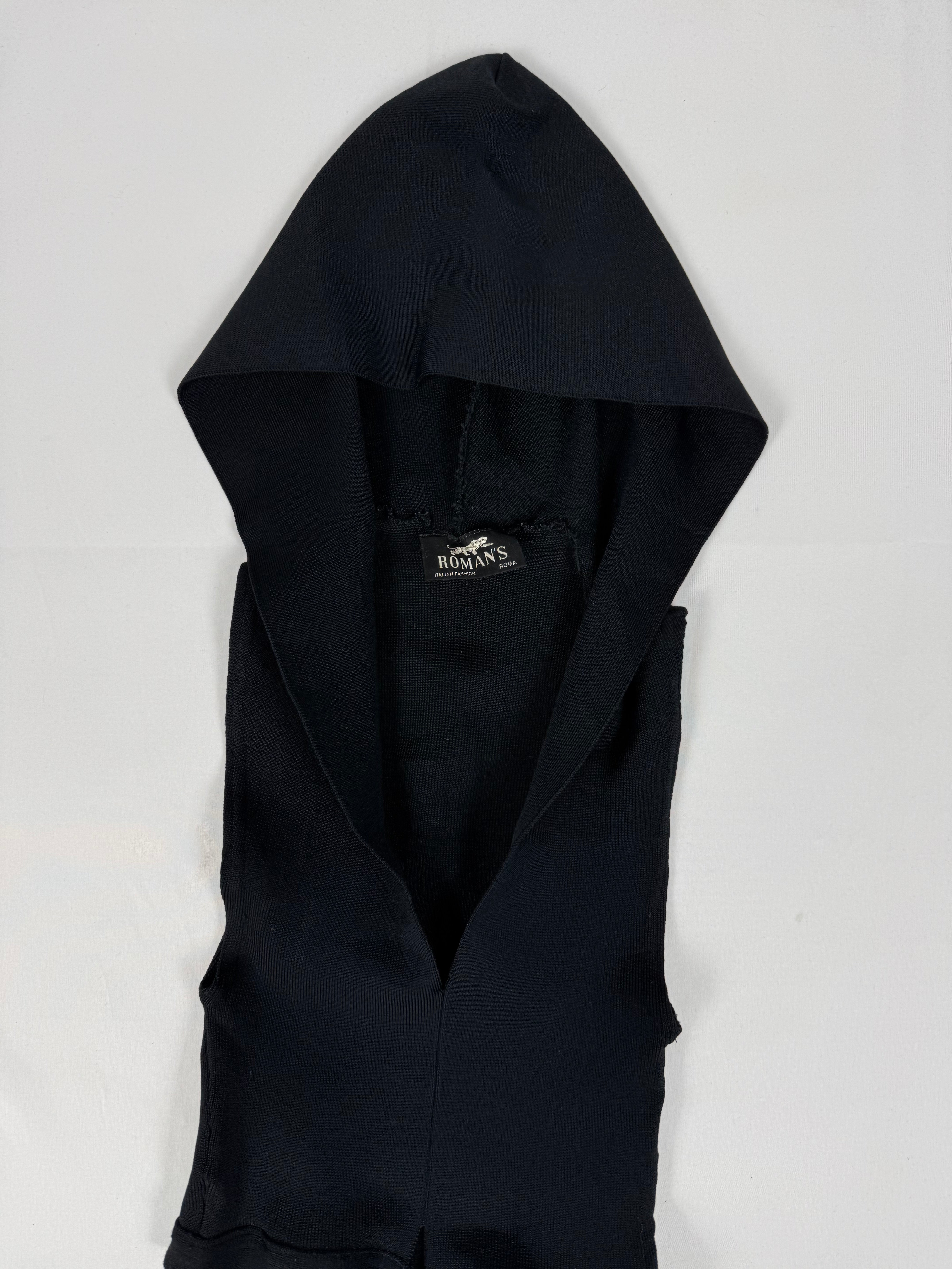 Black hooded stretchy top (S/M)