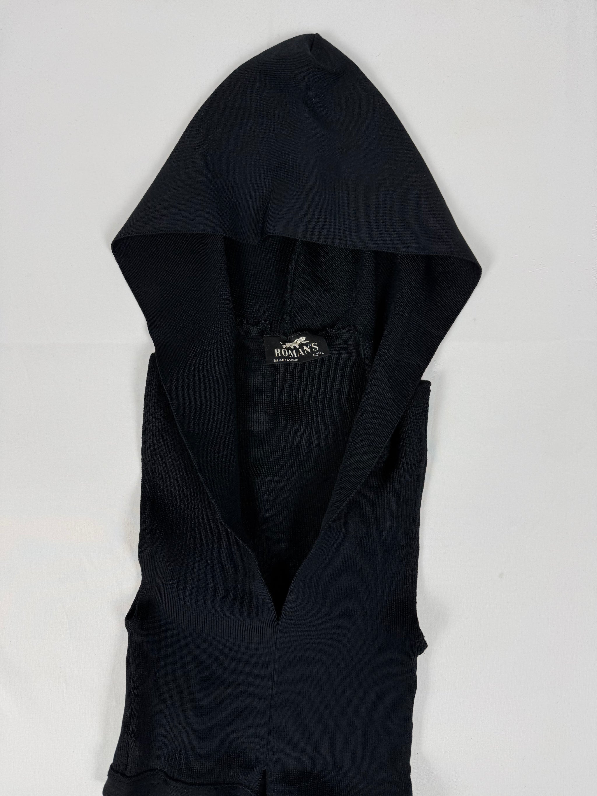 Black hooded stretchy top (S/M)