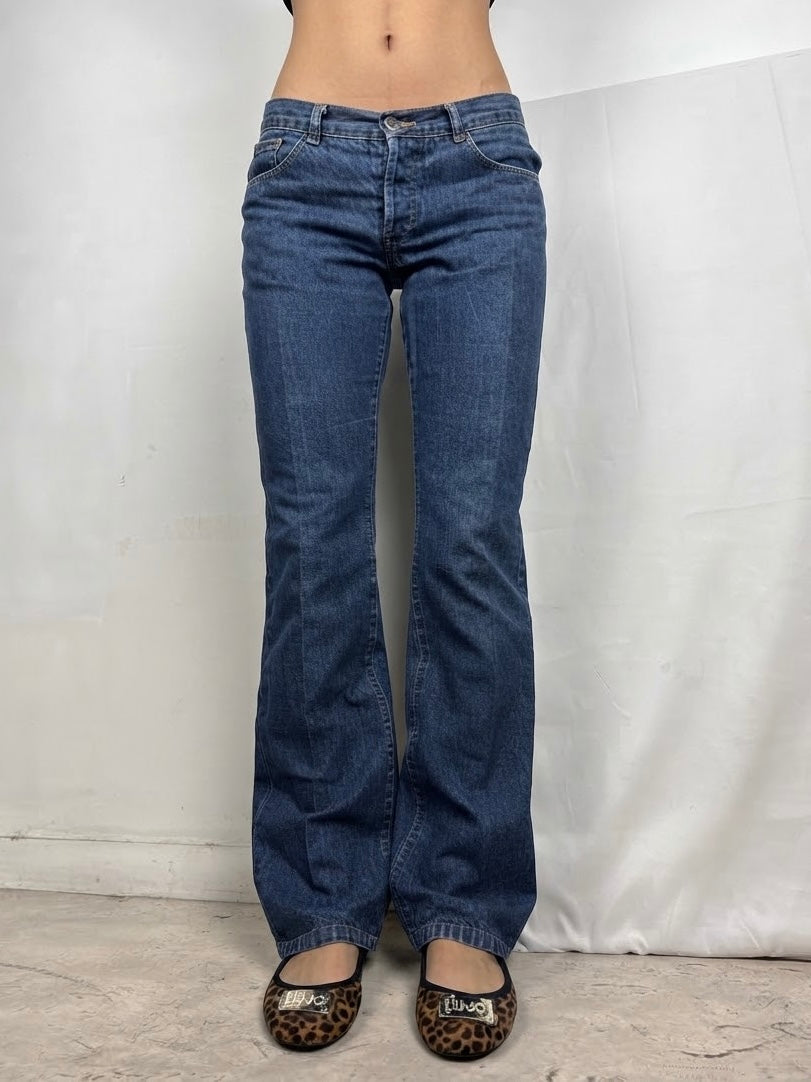 Navy mid rise baggy pants (S/M)