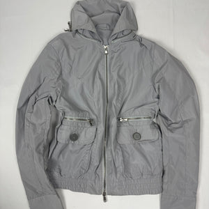Grey windbreaker zip up biker jacket (XL)