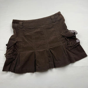 Brown cargo ribbed denim mini skirt (S)