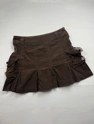 Brown cargo ribbed denim mini skirt (S)