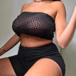 Black stretchy see trough bandeaus tube top 90s y2k vintage (S/M)