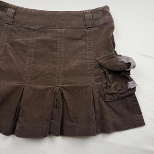 Brown cargo ribbed denim mini skirt (S)