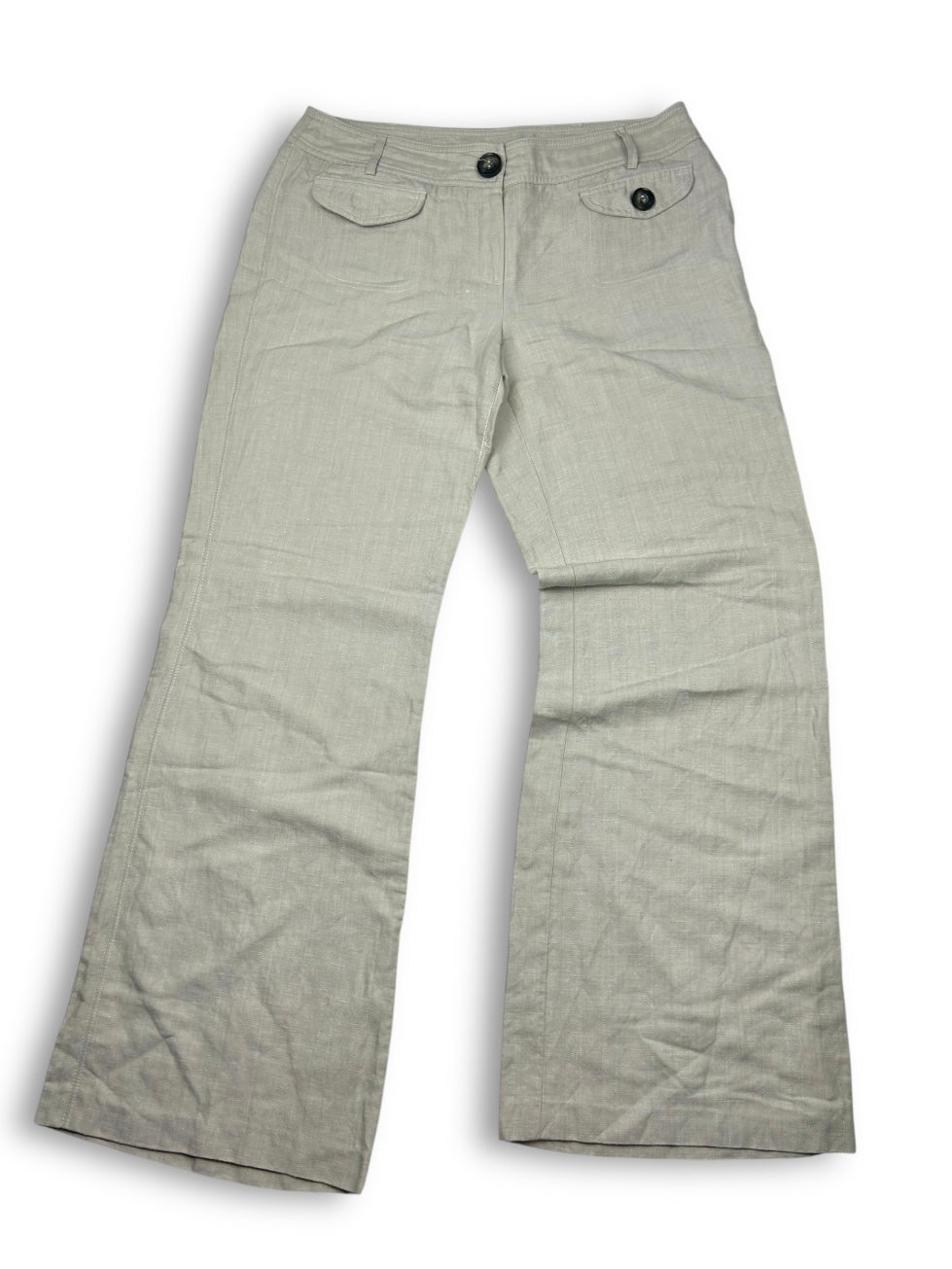 Beige linen low rise baggy pants (XL)
