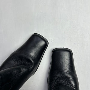 Black real leather heels boots (37)