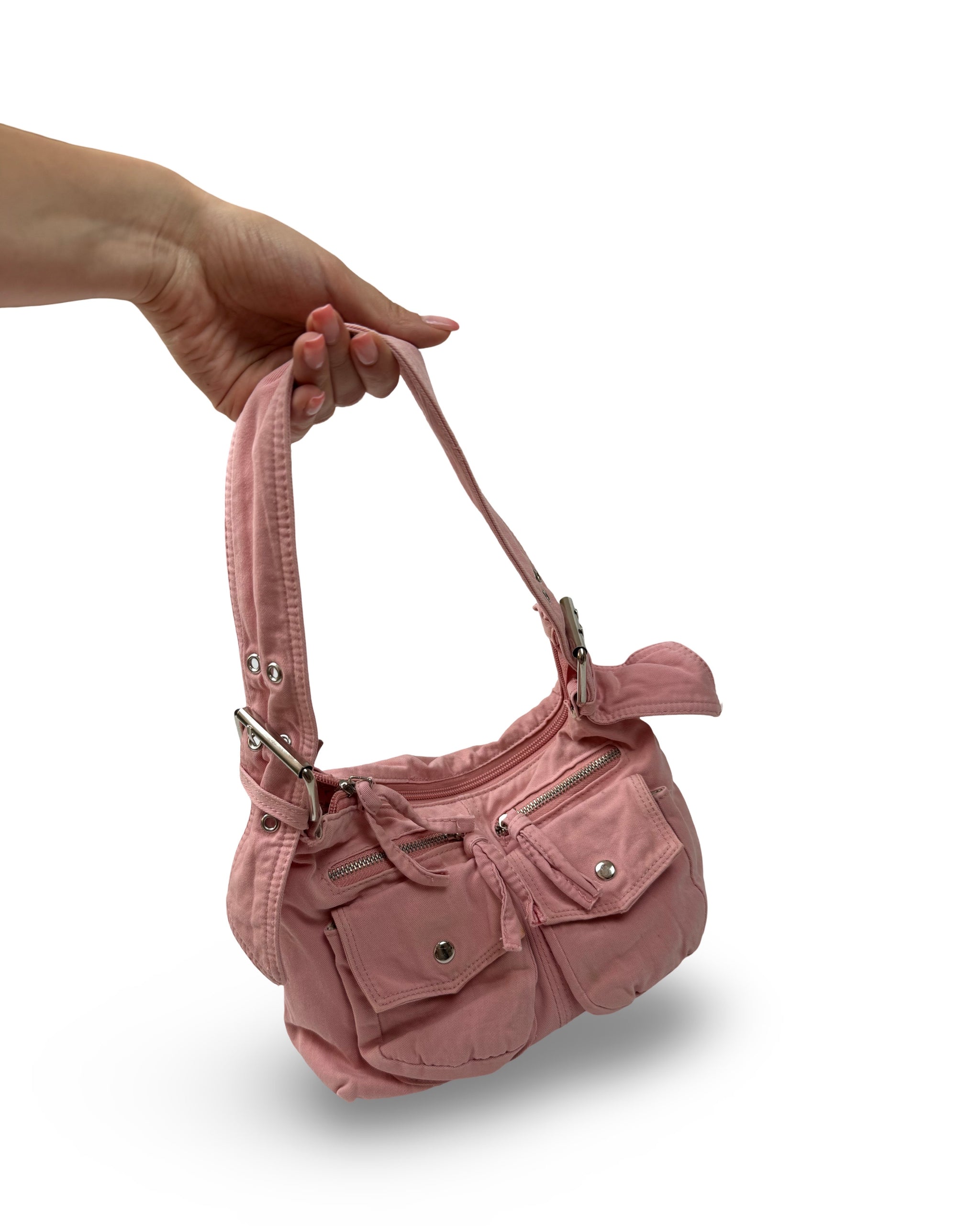 Baby pink cotton shoulder bag (26x19 cm)