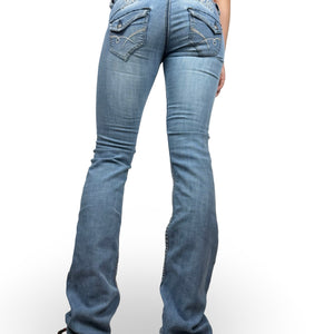 Blue denim low rise straight legs pants (XS)