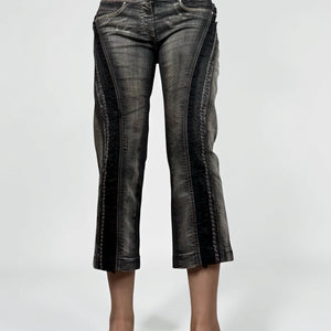 Black denim low rise capri pants (M)