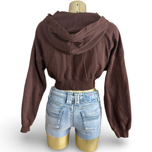Brown crop cotton hoodie (L)