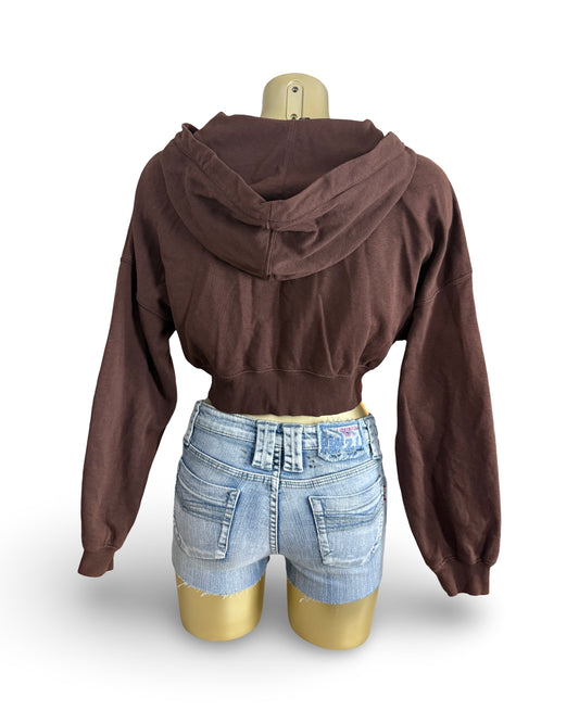 Brown crop cotton hoodie (L)