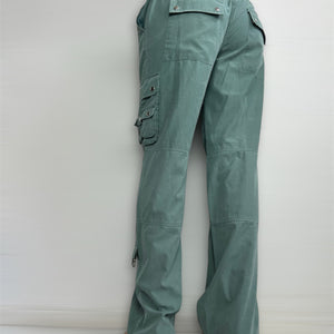 Light green cargo low rise baggy pants (M)