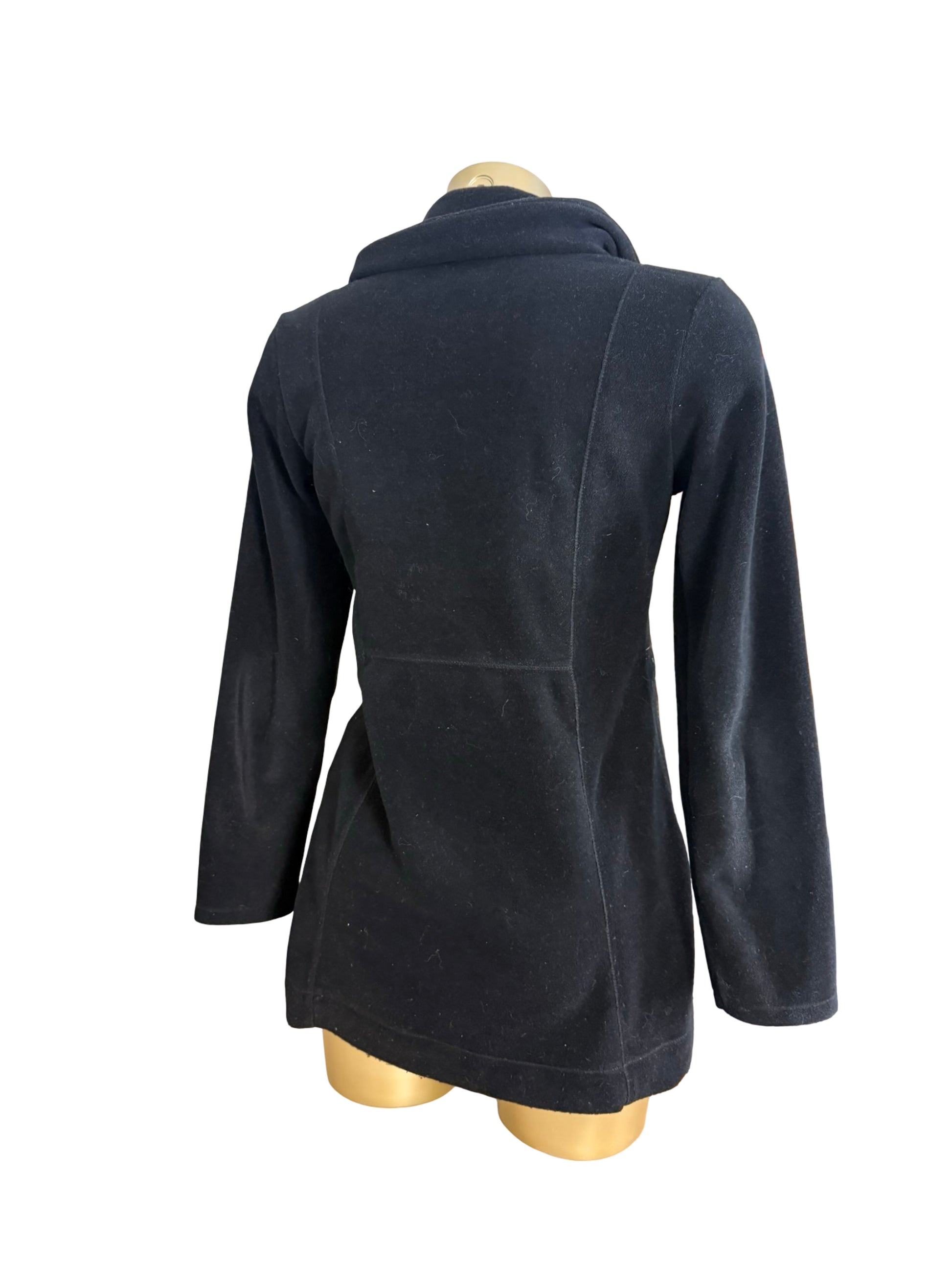Black fleece patchwork tight fit zip up jacket (M)