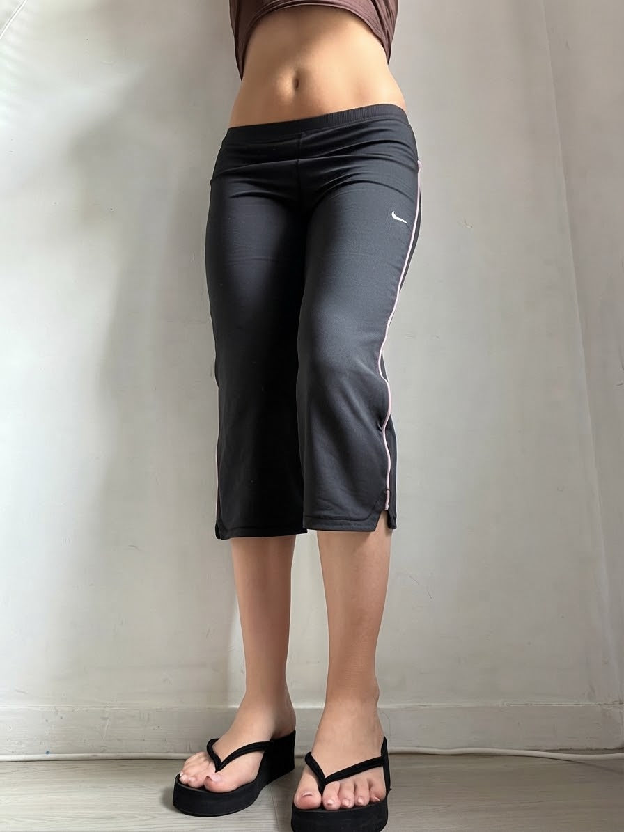 Pantalon droit taille basse en jean noir (XS)