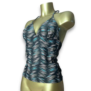 Black graphic halter top (S)