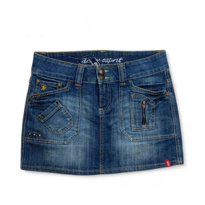 Blue denim low rise cargo mini skirt (S/M)