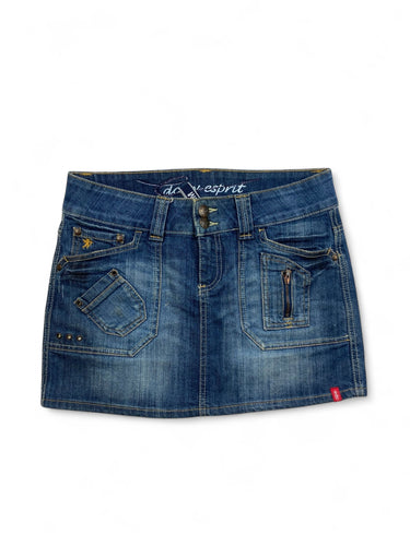 Blue denim low rise cargo mini skirt (S/M)