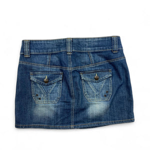 Blue denim low rise cargo mini skirt (S/M)