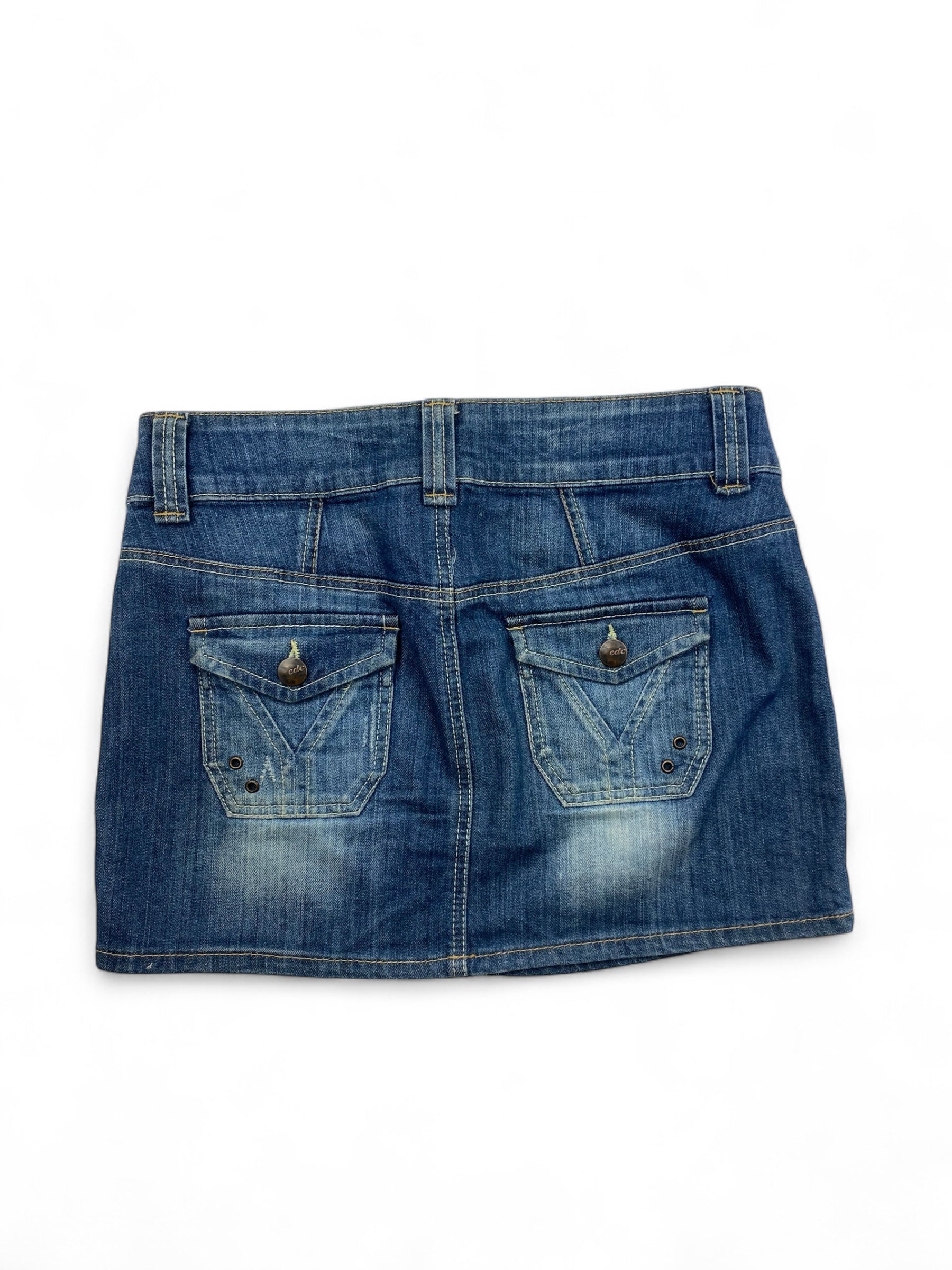 Blue denim low rise cargo mini skirt (S/M)