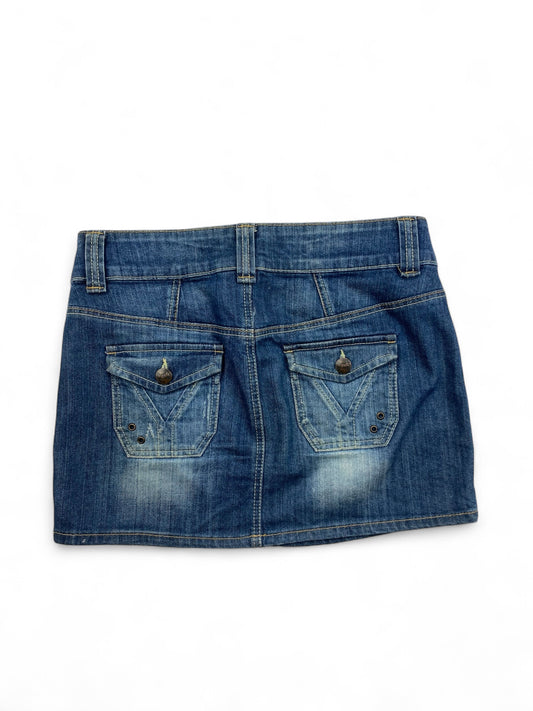 Blue denim low rise cargo mini skirt (S/M)