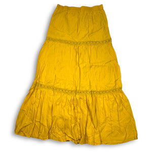 Yellow pleated low rise maxi skirt (M)