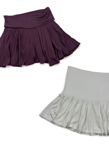 Cotton low rise pleated mini skirt (S)