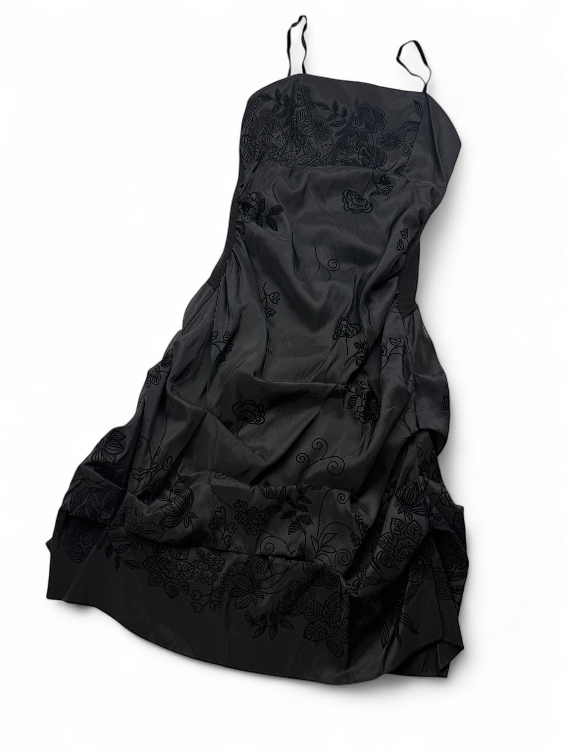Black pleated night out maxi dress (S/M)