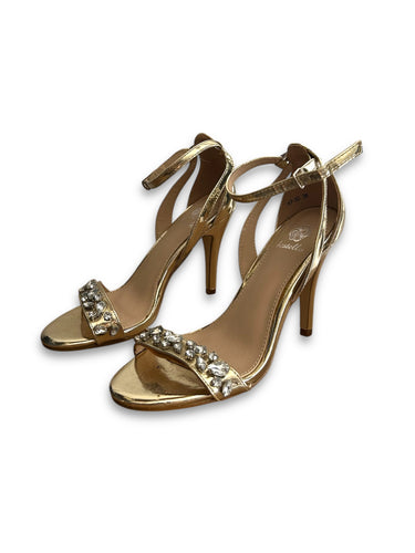 Gold gems summer heels sandals shoes (36)
