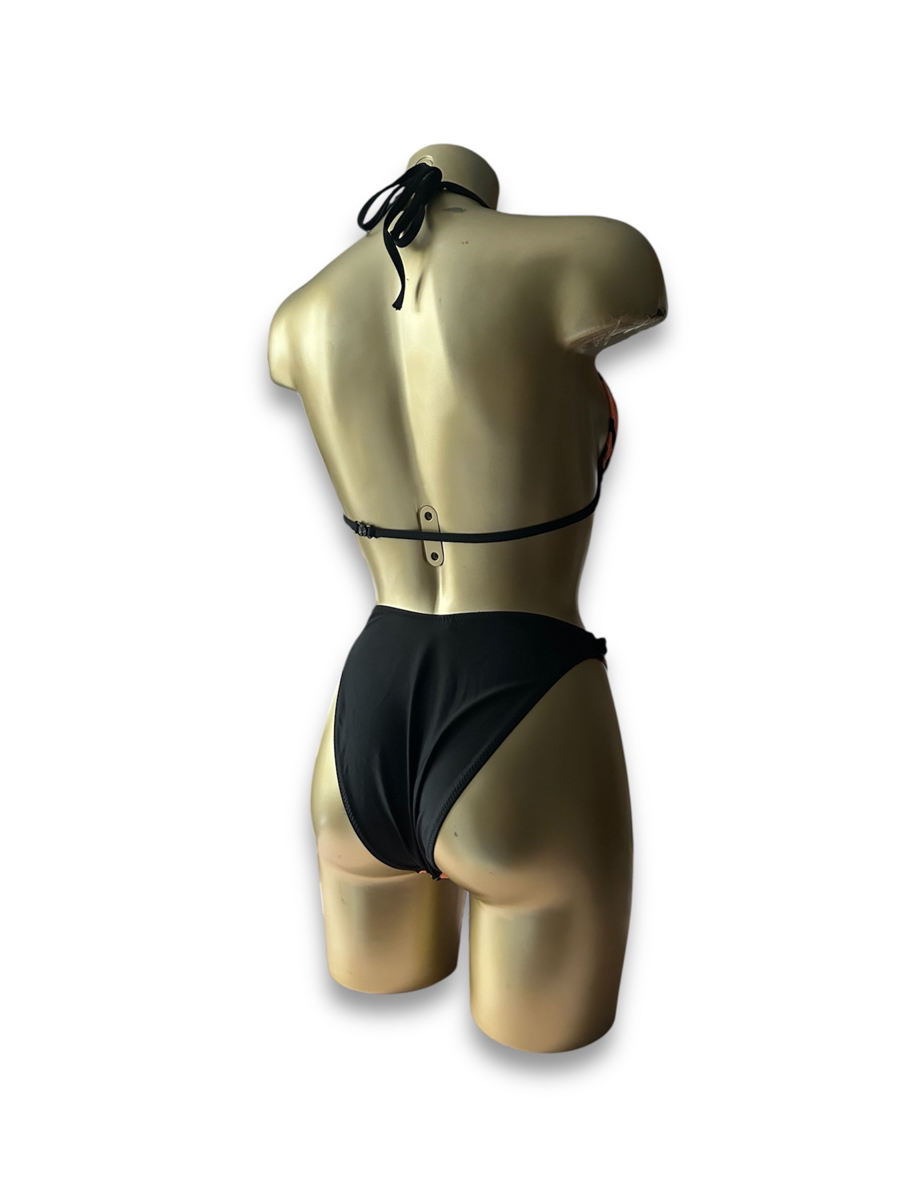 Orange velvet adjustable y2k vintage high rise bikini set (S/M)